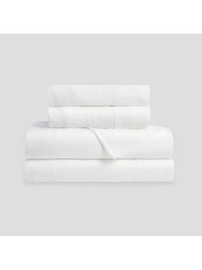 Classic White Cotton Sheet Set - Breathable Everyday Bedding Queen